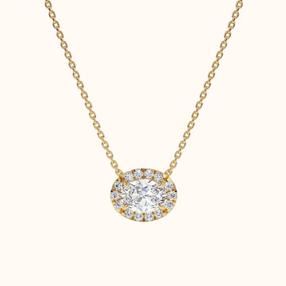 Oval Cut Moissanite Necklace in 14k Gold