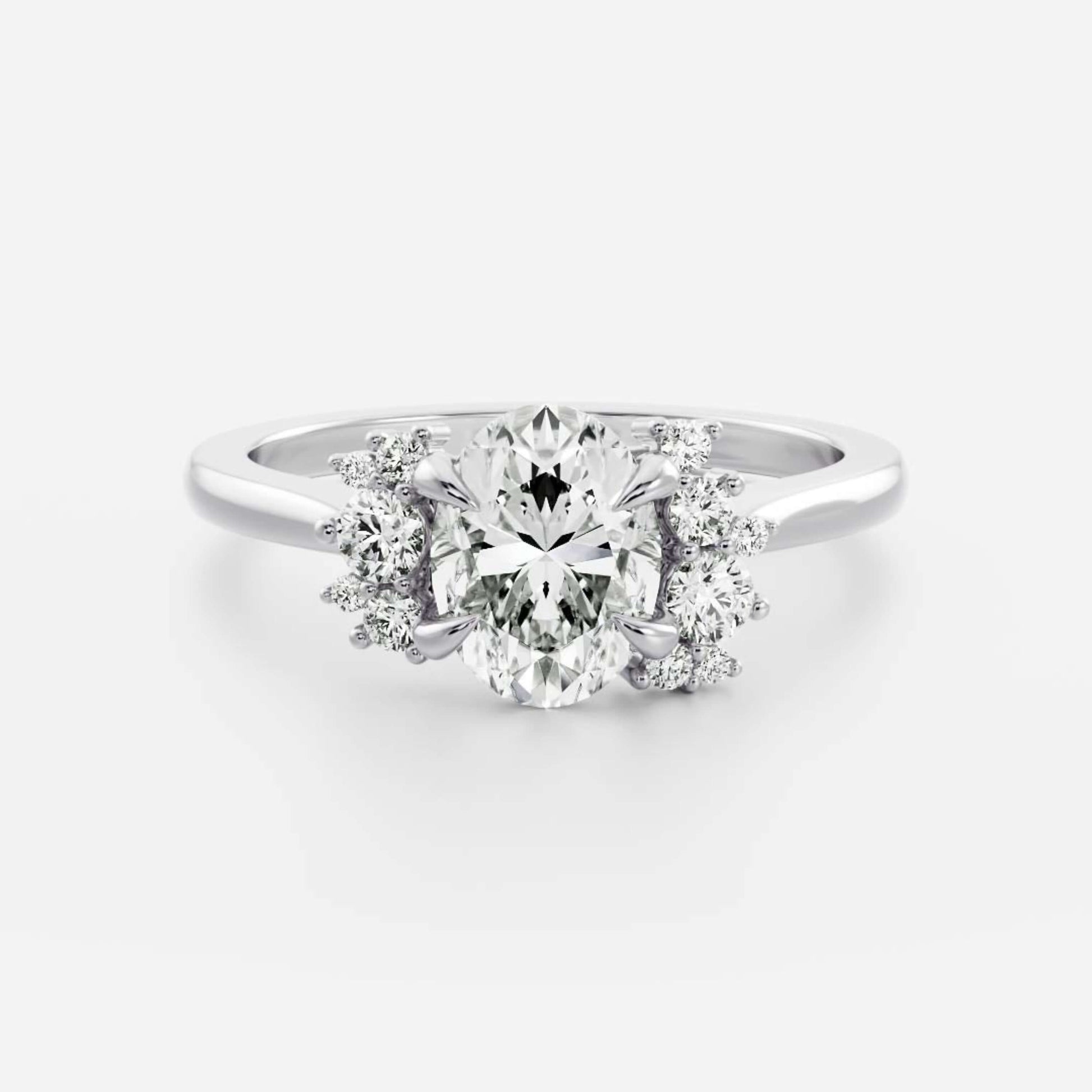 Oval Cut Moissanite Ring, Prong Set Diamond