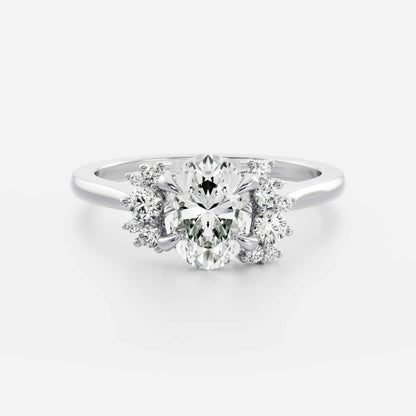 Oval Cut Moissanite Ring, Prong Set Diamond