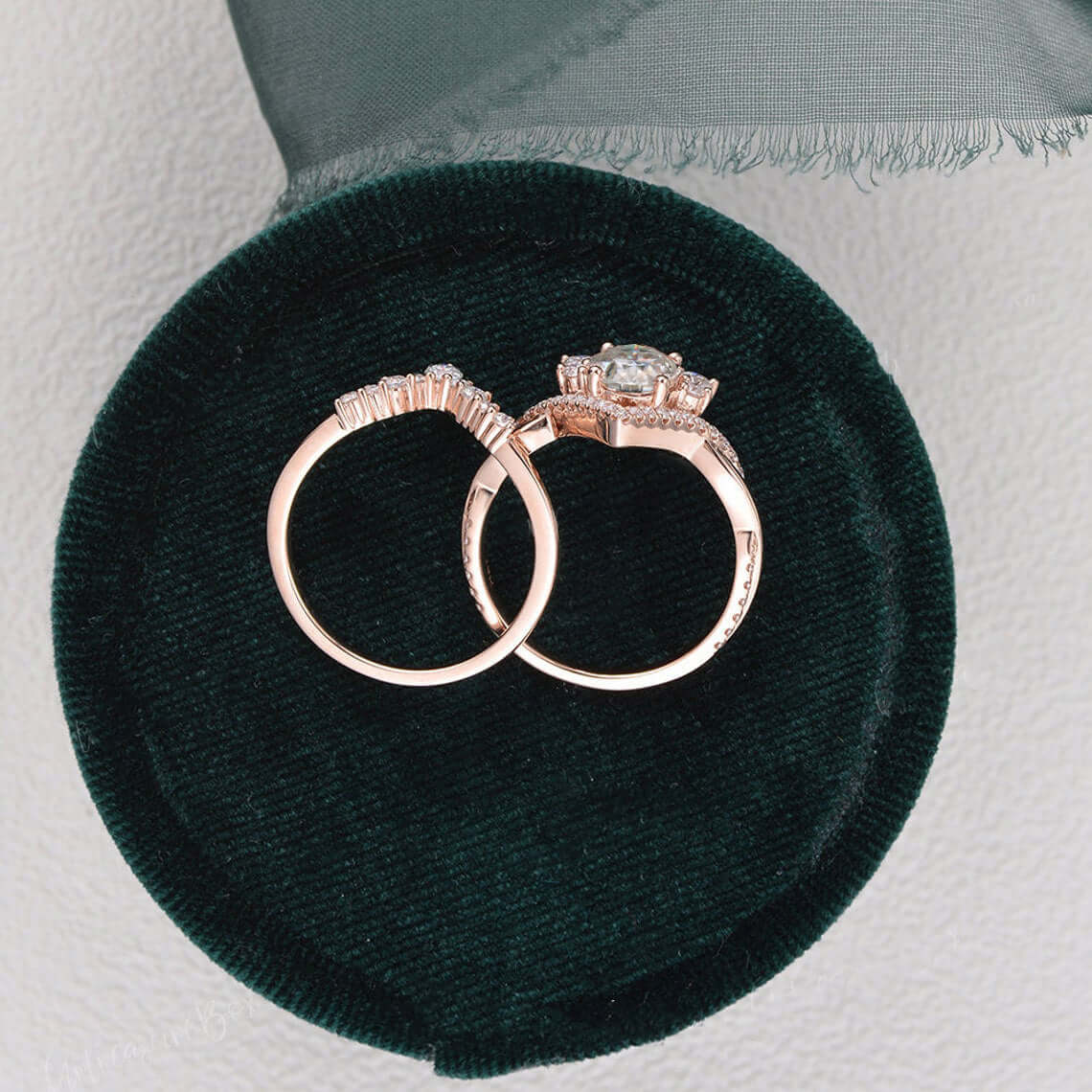 Oval Moissanite Engagement Ring Set