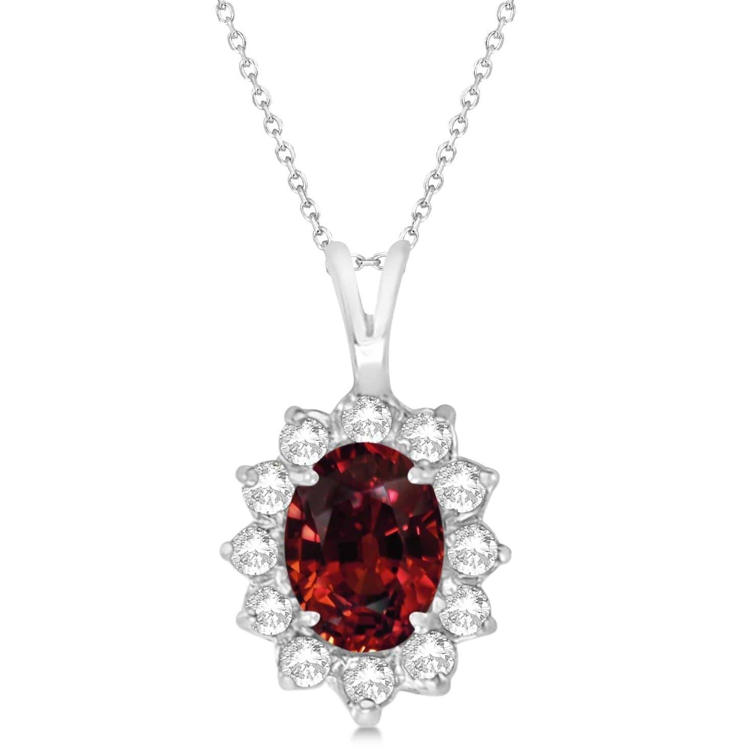 Oval Natural Garnet Gemstone Pendant Necklace