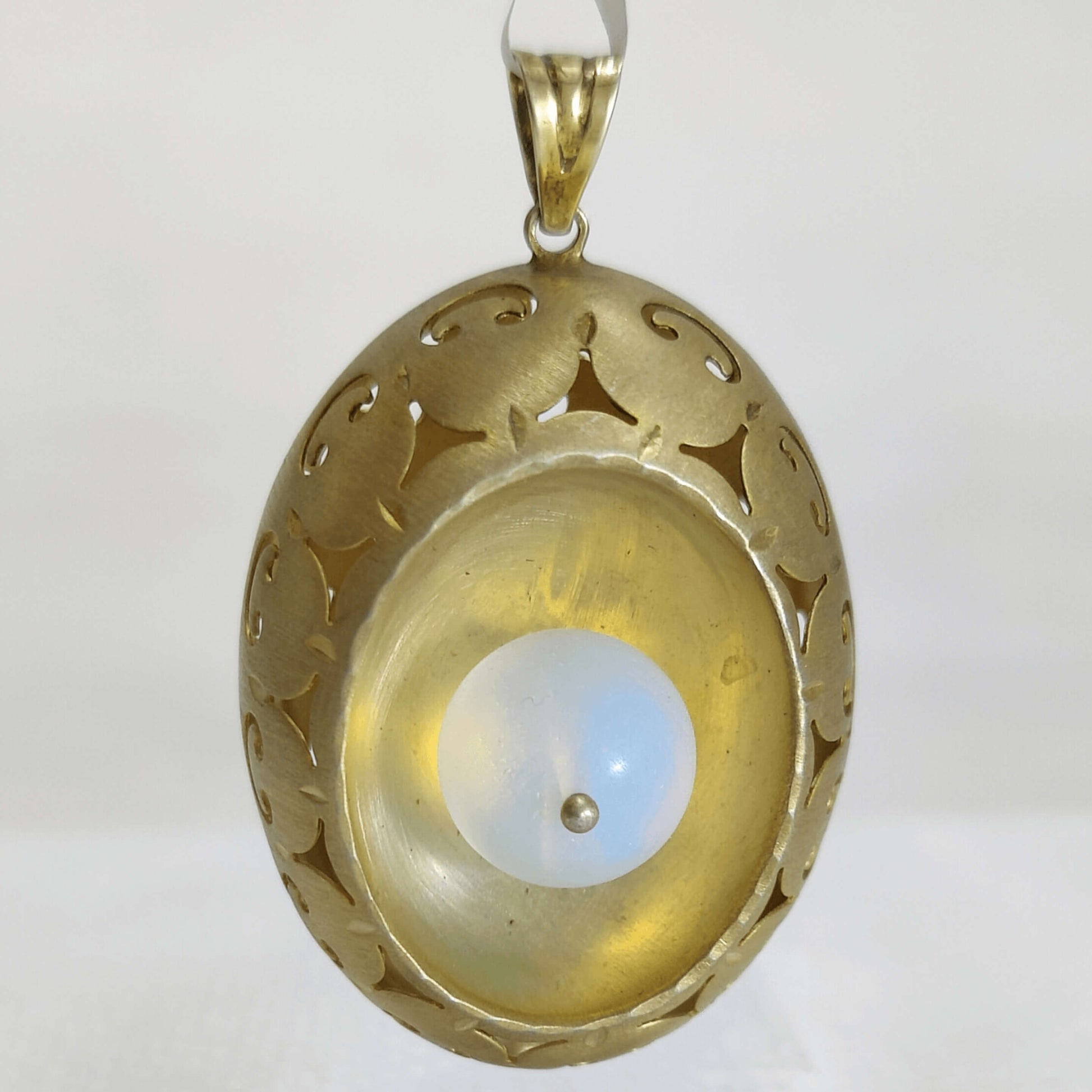 Oval Shape Yellow Gold Plated Moonstone Pendant