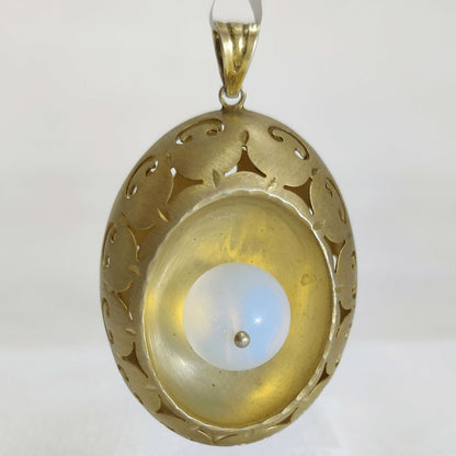 Oval Shape Yellow Gold Plated Moonstone Pendant