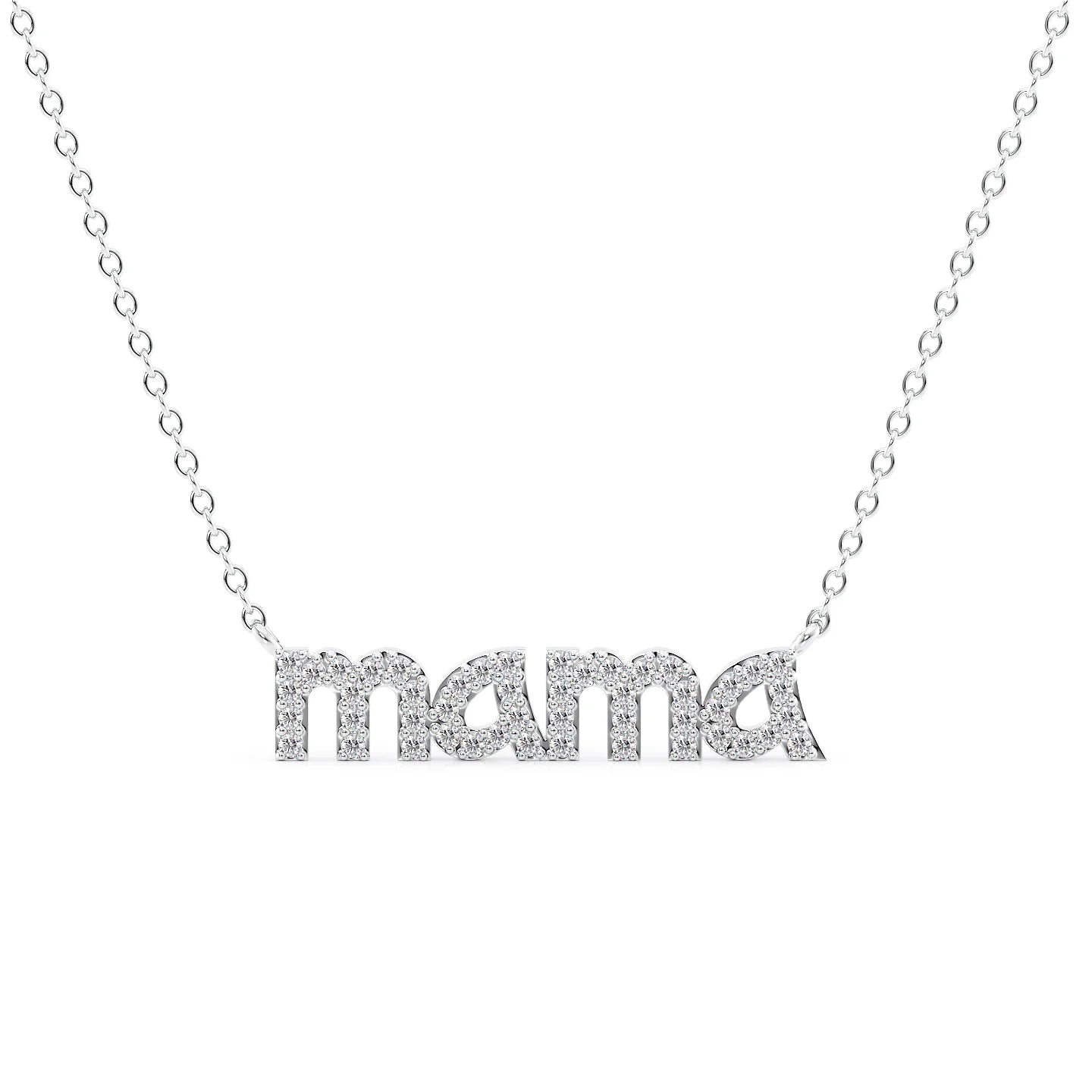 Pave Mama Necklace with Curb Chain