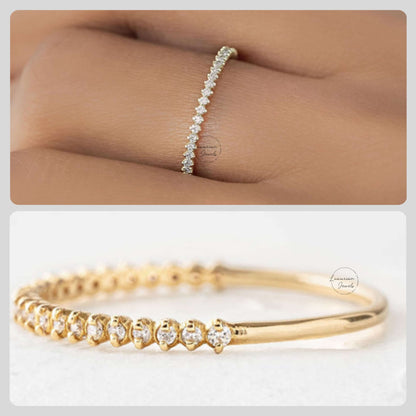 Pave Set Stacking Ring, Yellow Gold Band