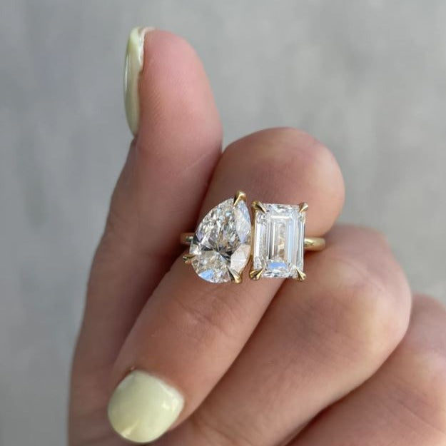 Pear And Emerald Cut Diamond Ring