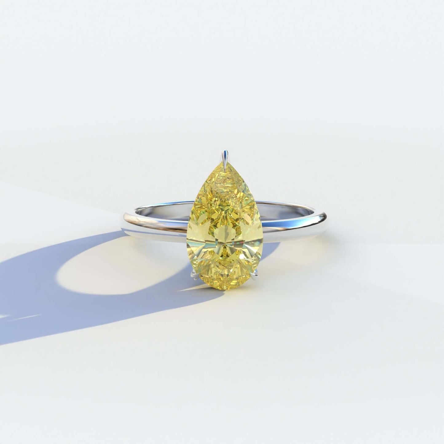 Pear Cut Canary Yellow Lab Diamond Ring