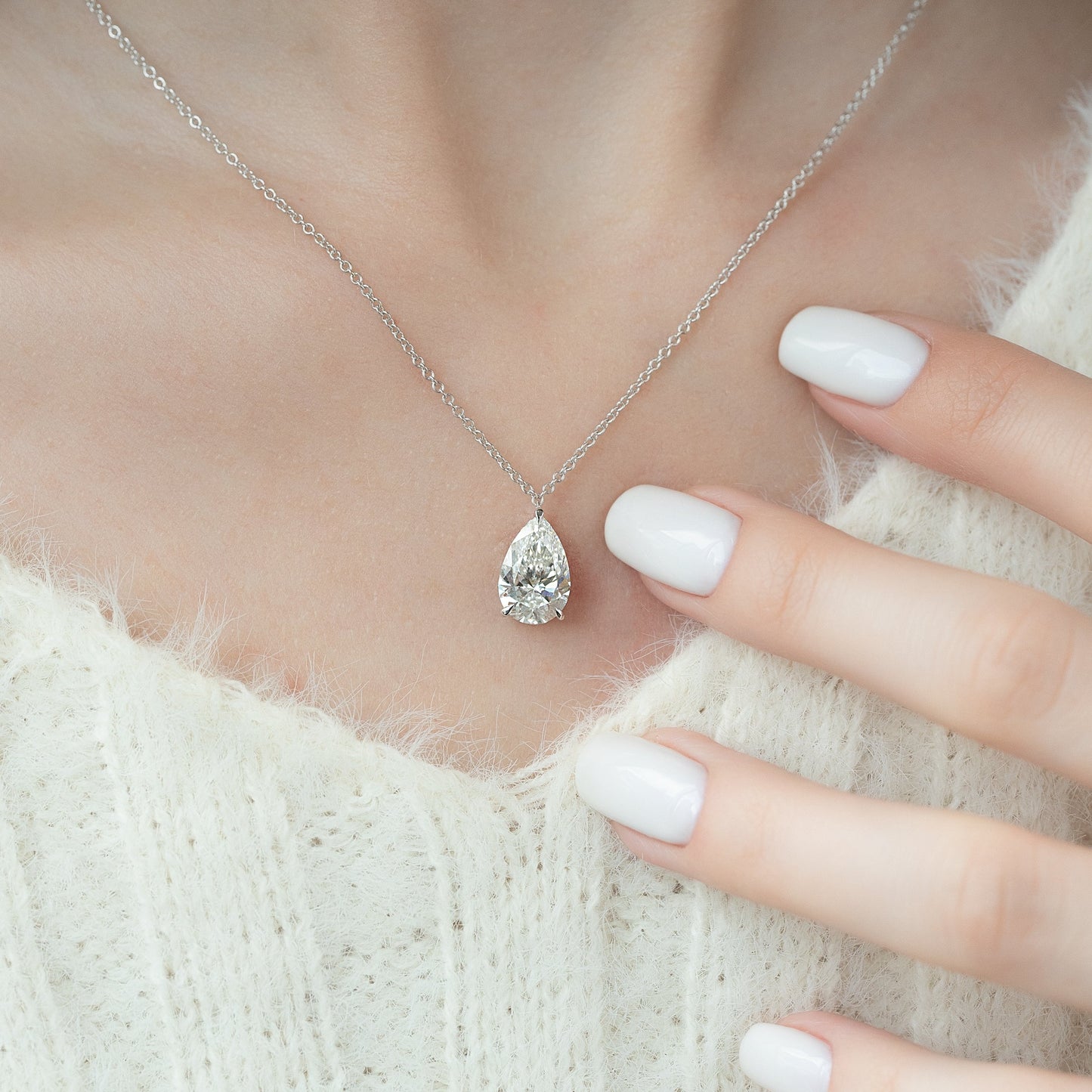 Pear Cut Diamond Pendant Necklace