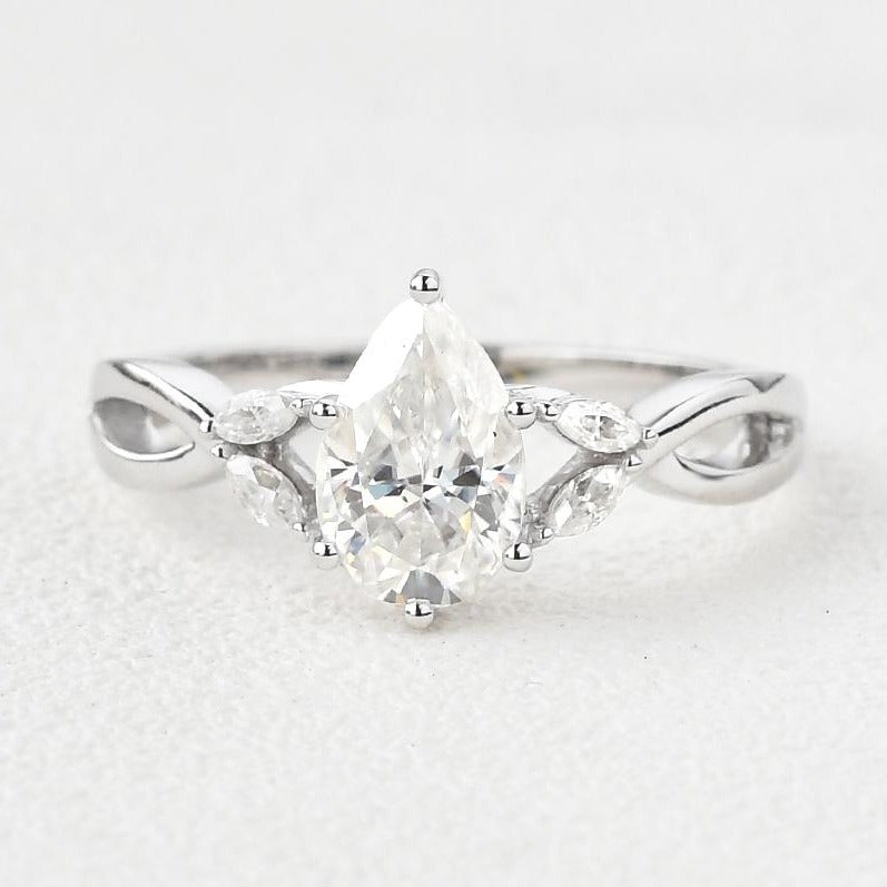 Pear Cut Twisted Engagement Ring