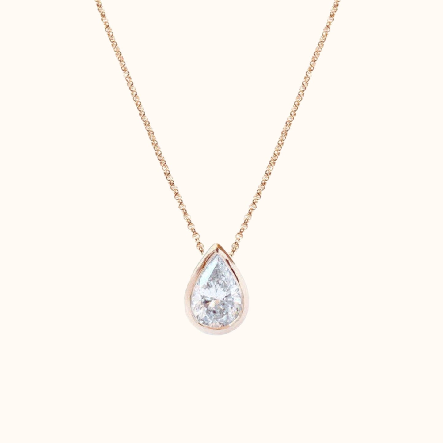 Pear Diamond Bezel Set Necklace