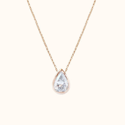 Pear Diamond Bezel Set Necklace