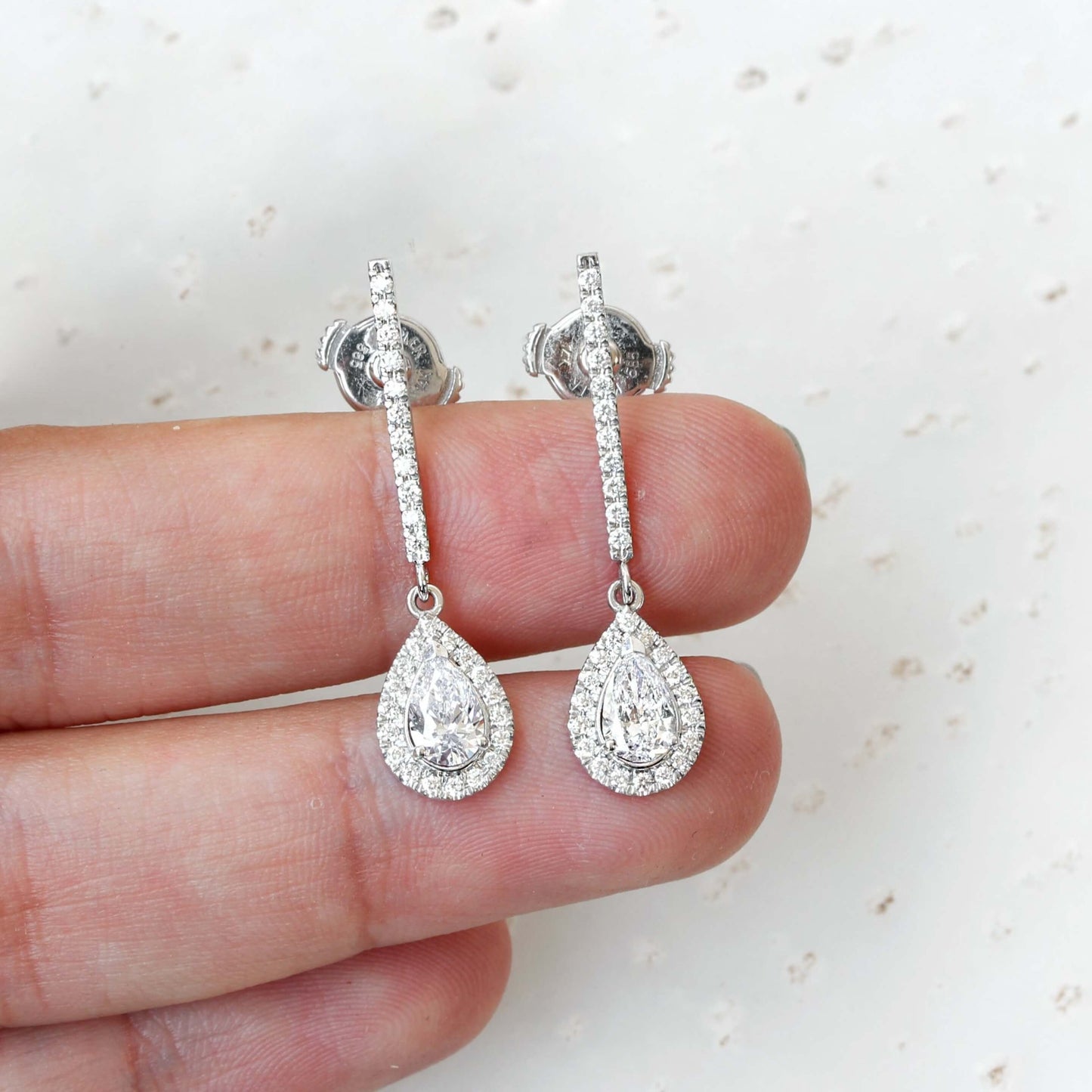 Pear Diamond Drop Dangle Earrings