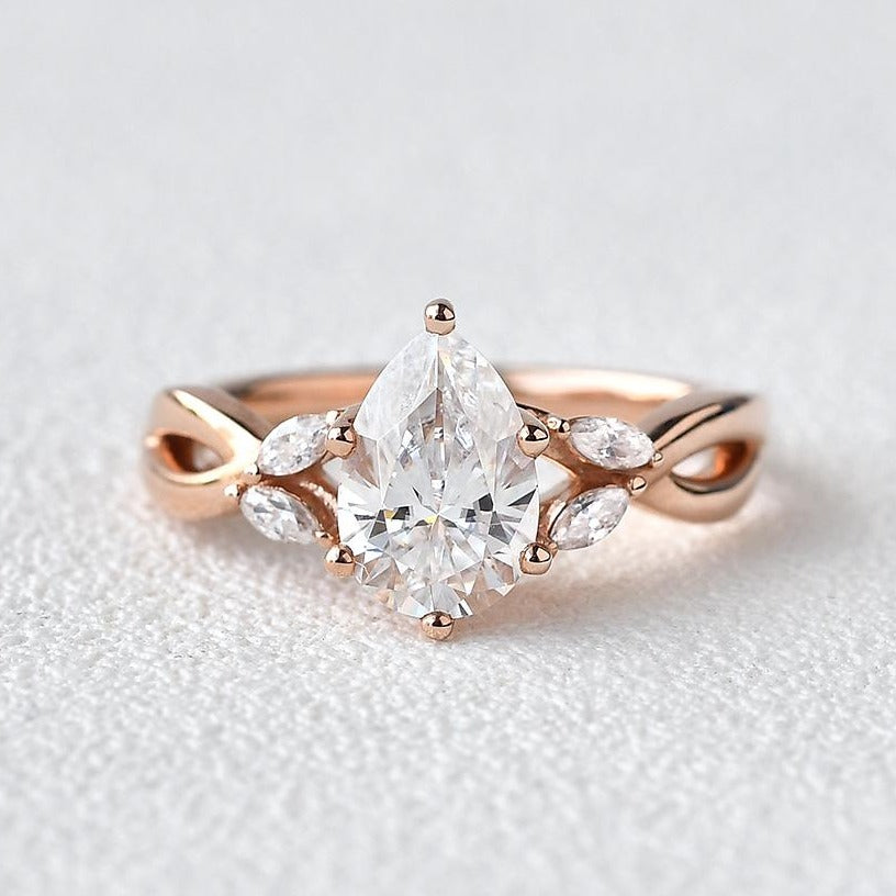 Pear Diamond Twisted Engagement Ring