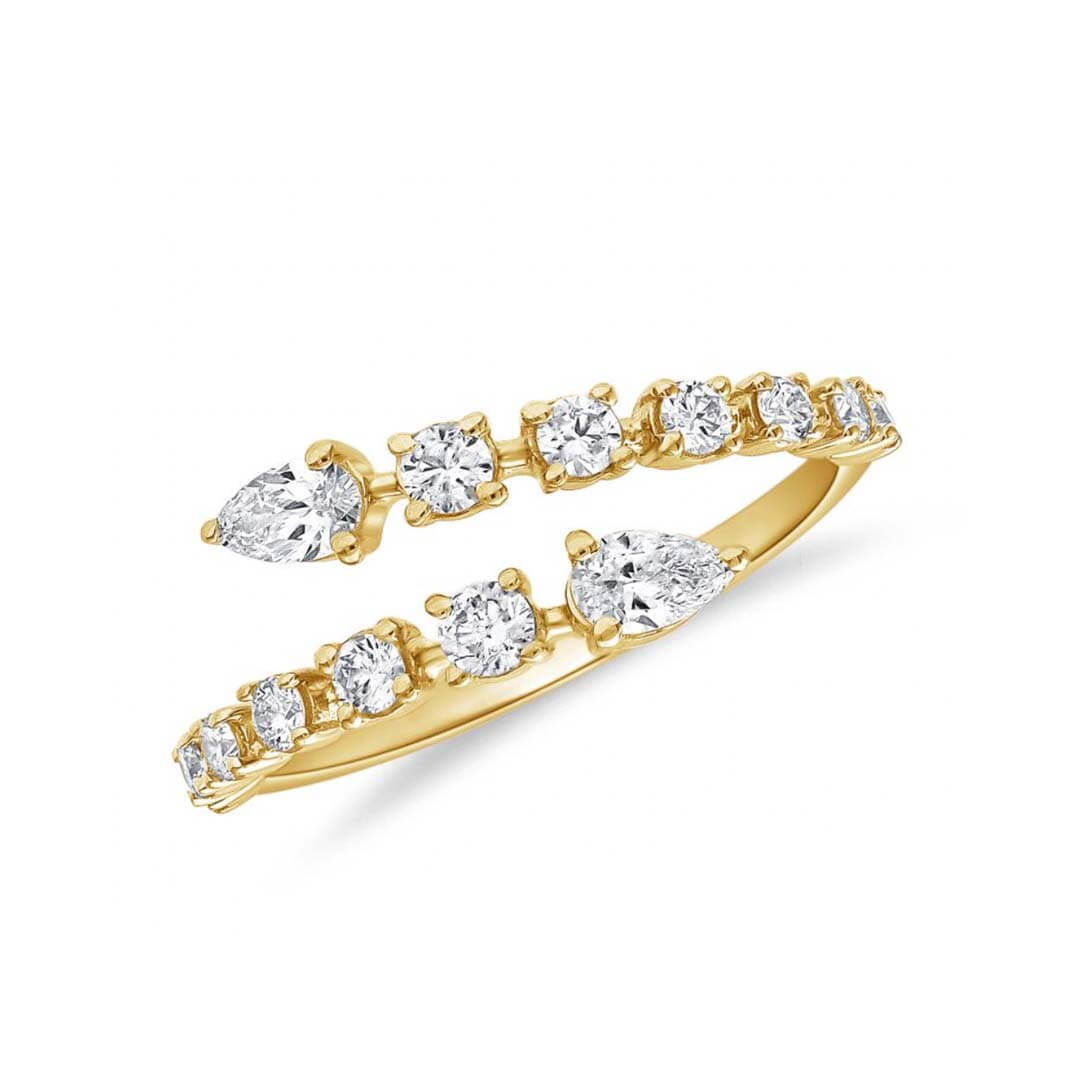 Pear & Round Diamond Bypass Band