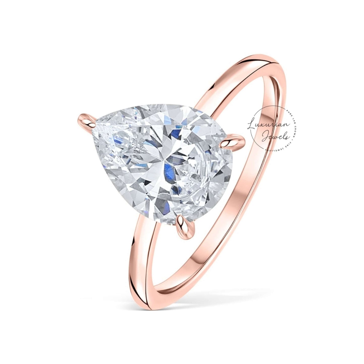 Pear Shaped Lab Grown Engagement Ring