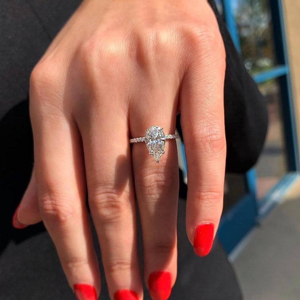 Pear Shaped Moissanite Engagement Ring