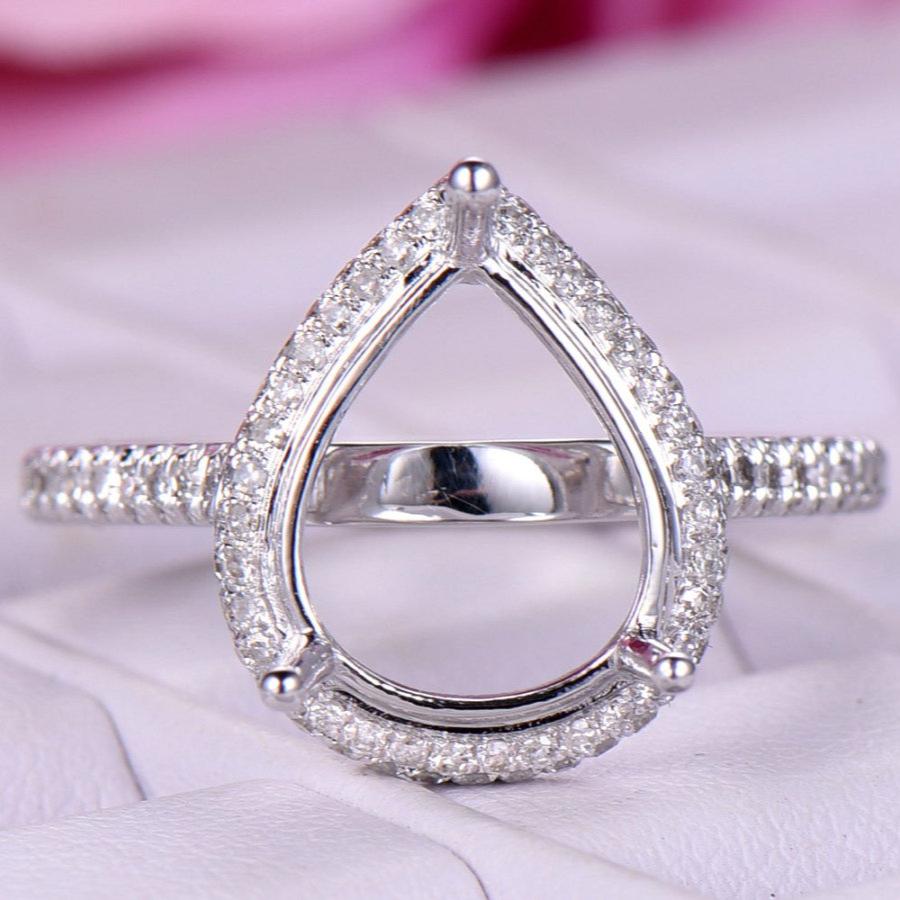 Pear Shaped Semi Mount Custom Moissanite Ring