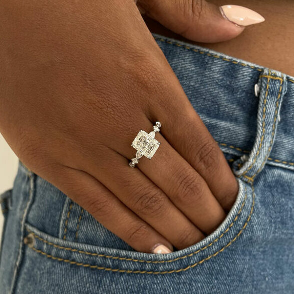 Personalized Radiant Cut Lab Diamond Engagement Ring