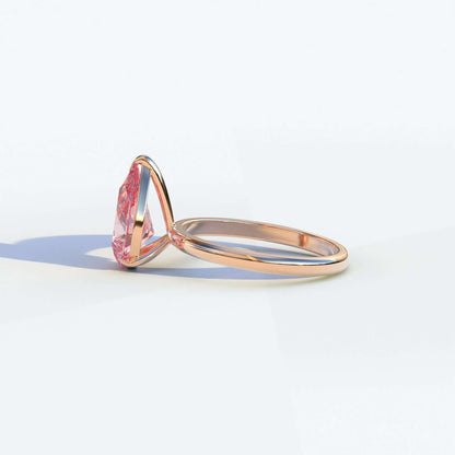 Pink Pear Cut Lab Diamond Wedding Ring 