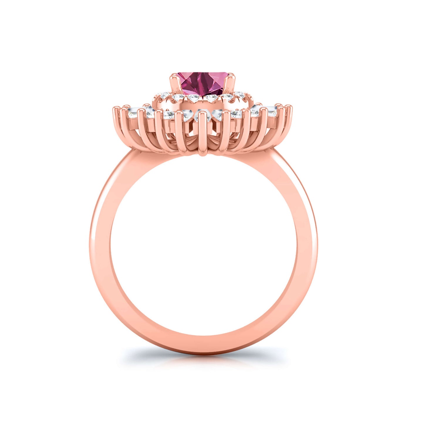 Pink Round Cut Halo Ring Gift