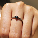 Princess Cut Black Diamond Bezel Ring