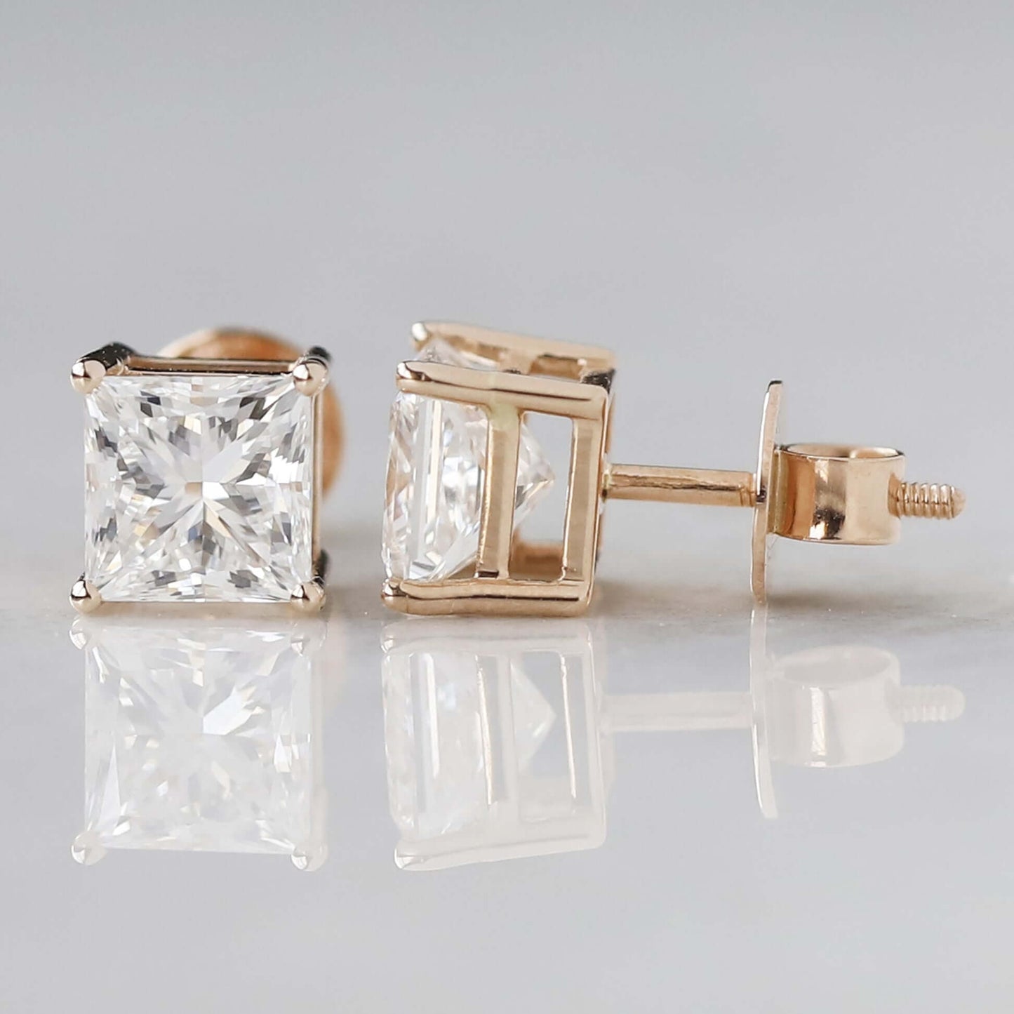 Princess Cut Simulated Diamond Earrings Studs