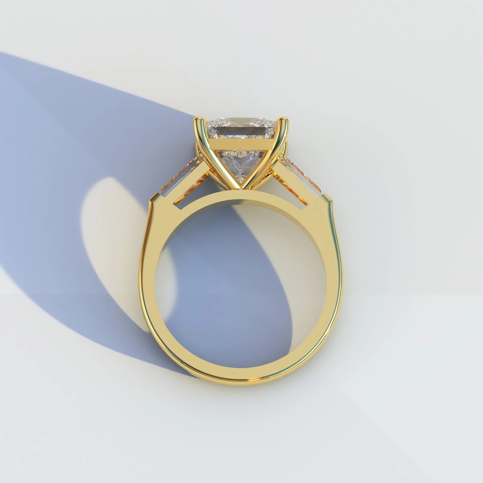 Princess Tapper Baguette Three Stone Ring