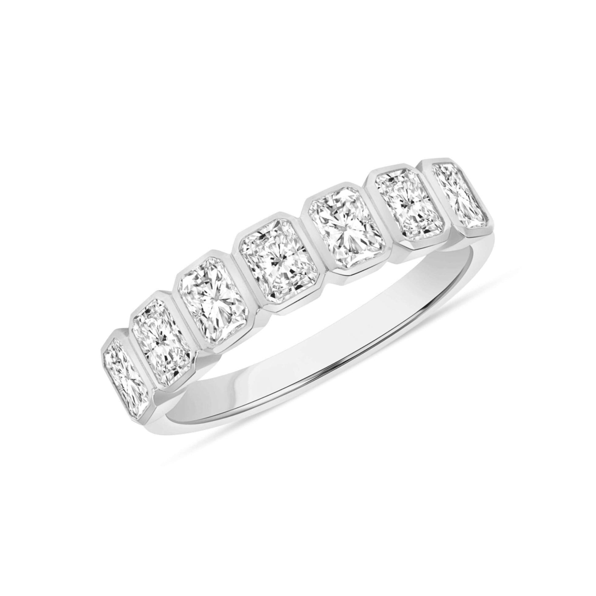 Radiant Cut Bezel Set Moissanite Band