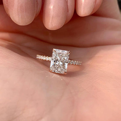 Radiant Cut Pave Diamond Engagement Ring