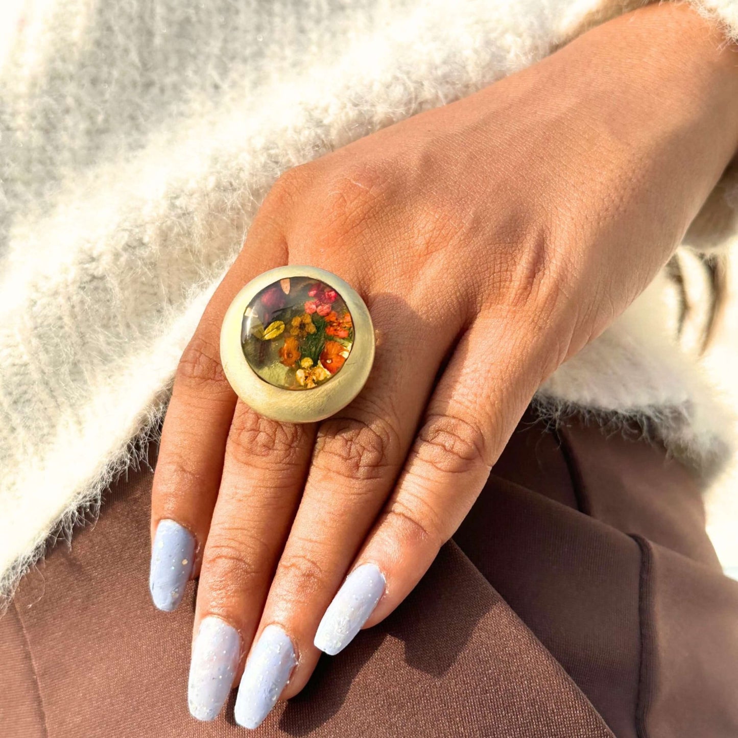 Real Pressed Flower Ring