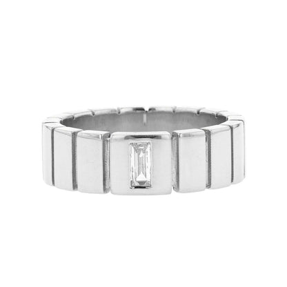 Ribbed Band Solitaire Wedding Ring