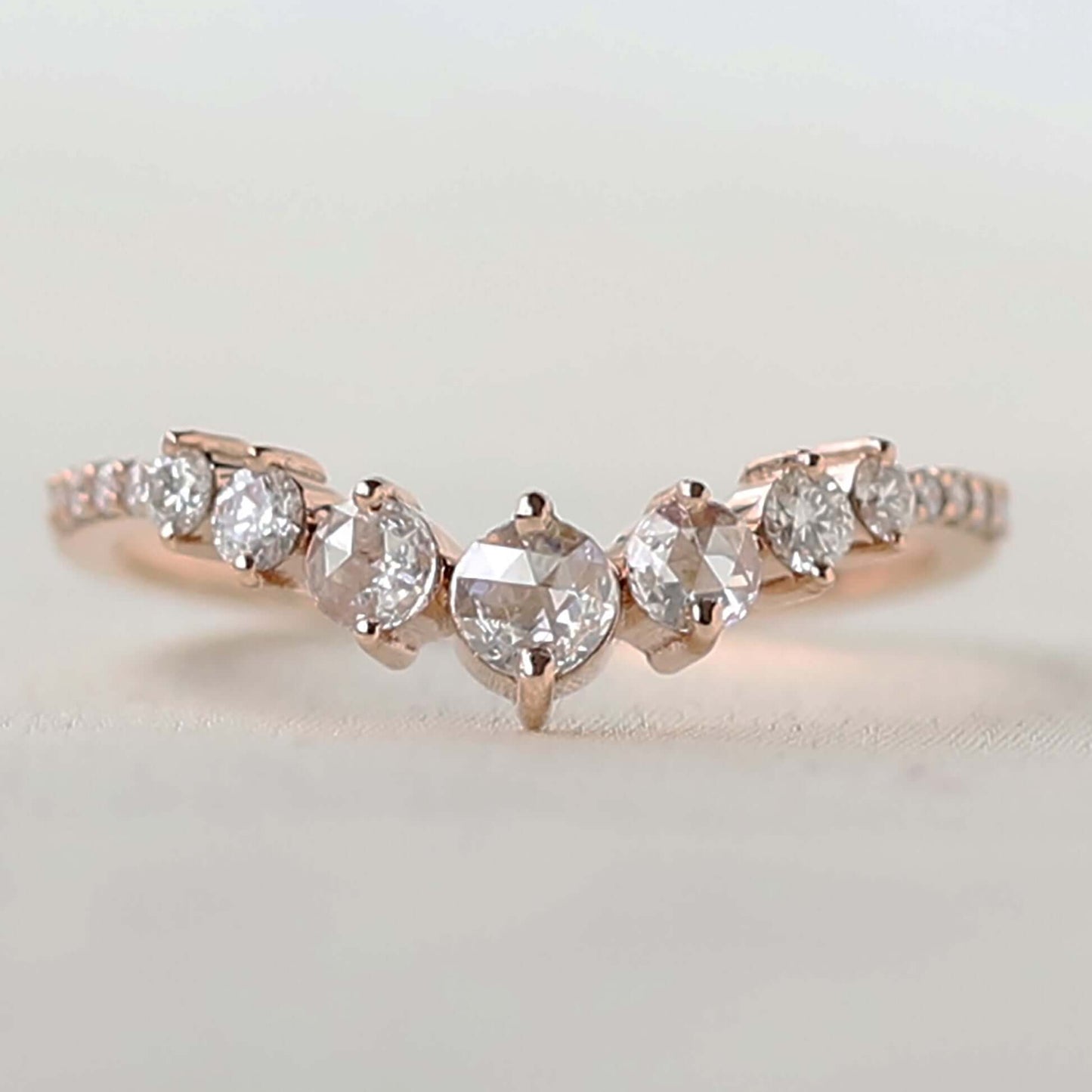 Rose Gold Curved Diamond Wedding Band