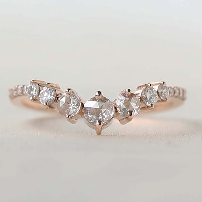 Rose Gold Curved Diamond Wedding Band