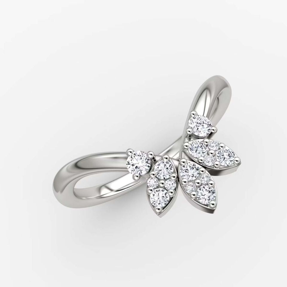 Round Diamond Curve Ring