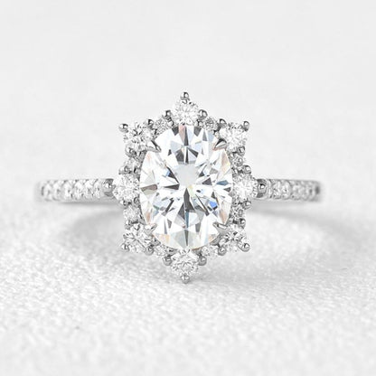 Round Cluster Floral Engagement Ring