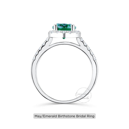 Round Cut Birthstone Emerald Engagement Ring