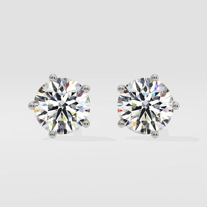 Round Cut Diamond, 10k Gold Studs