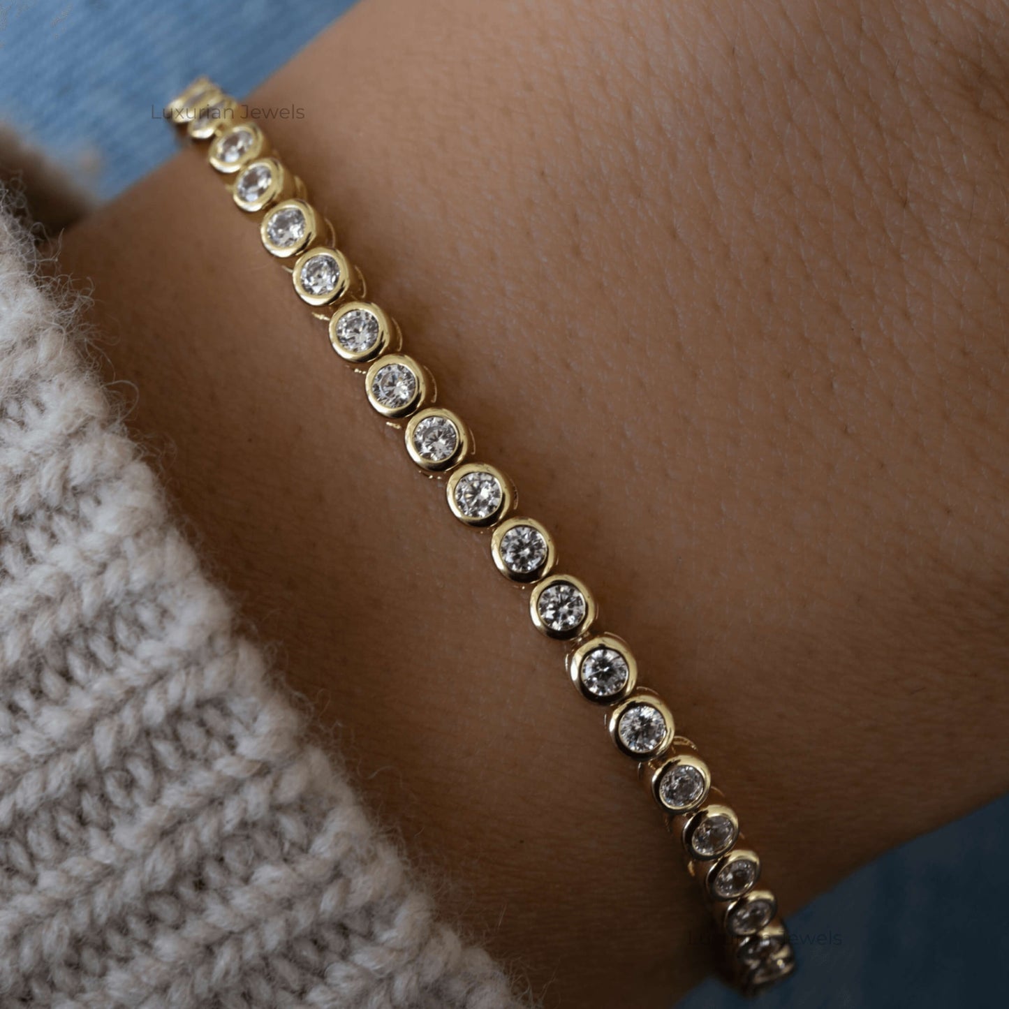 Round Cut Diamond Bezel Set Eternity Bracelet