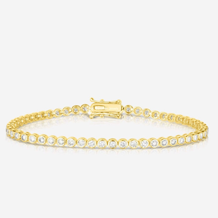 Round Cut Diamond Bezel Set Tennis Bracelet