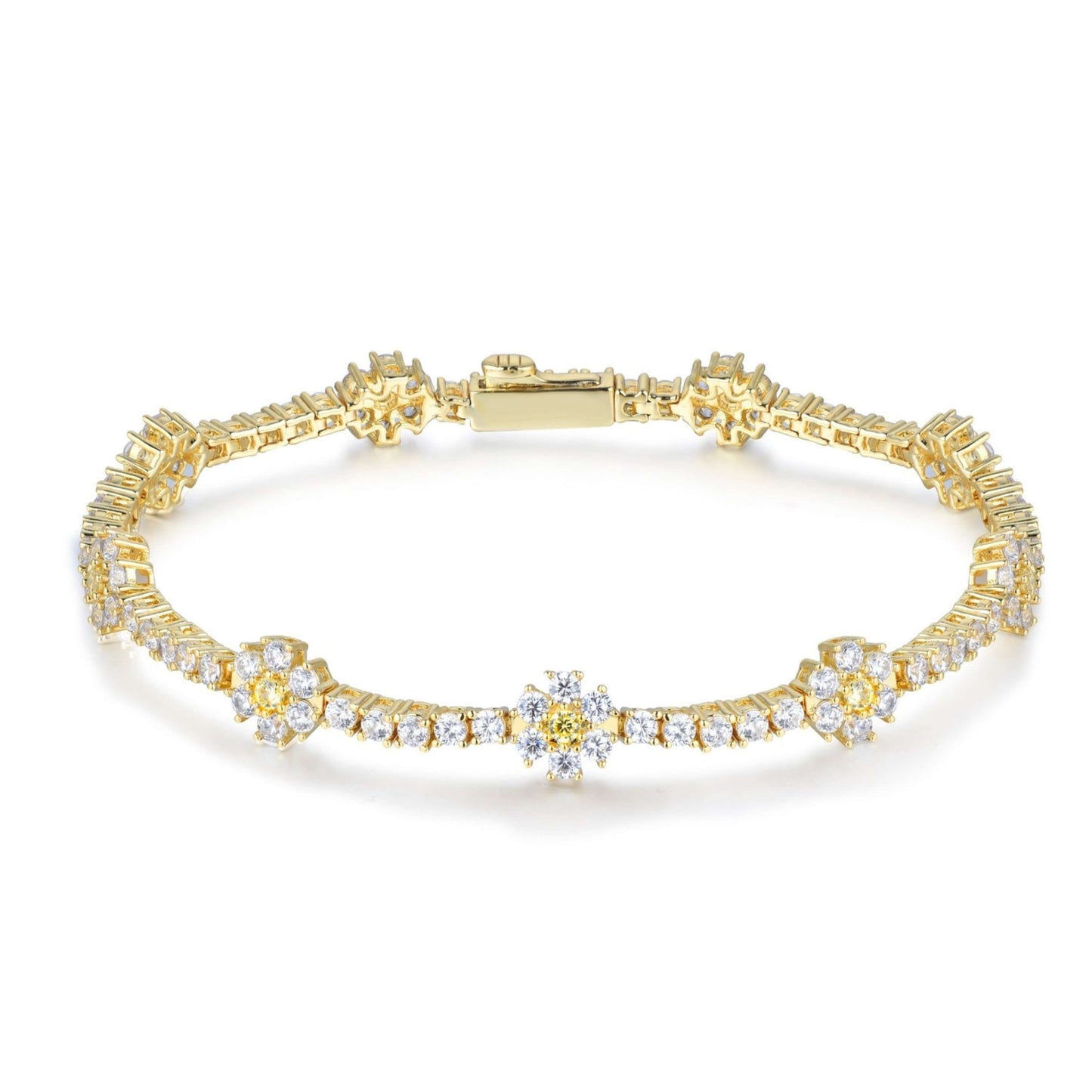 Round Cut Diamond Daisy Flower Bracelet