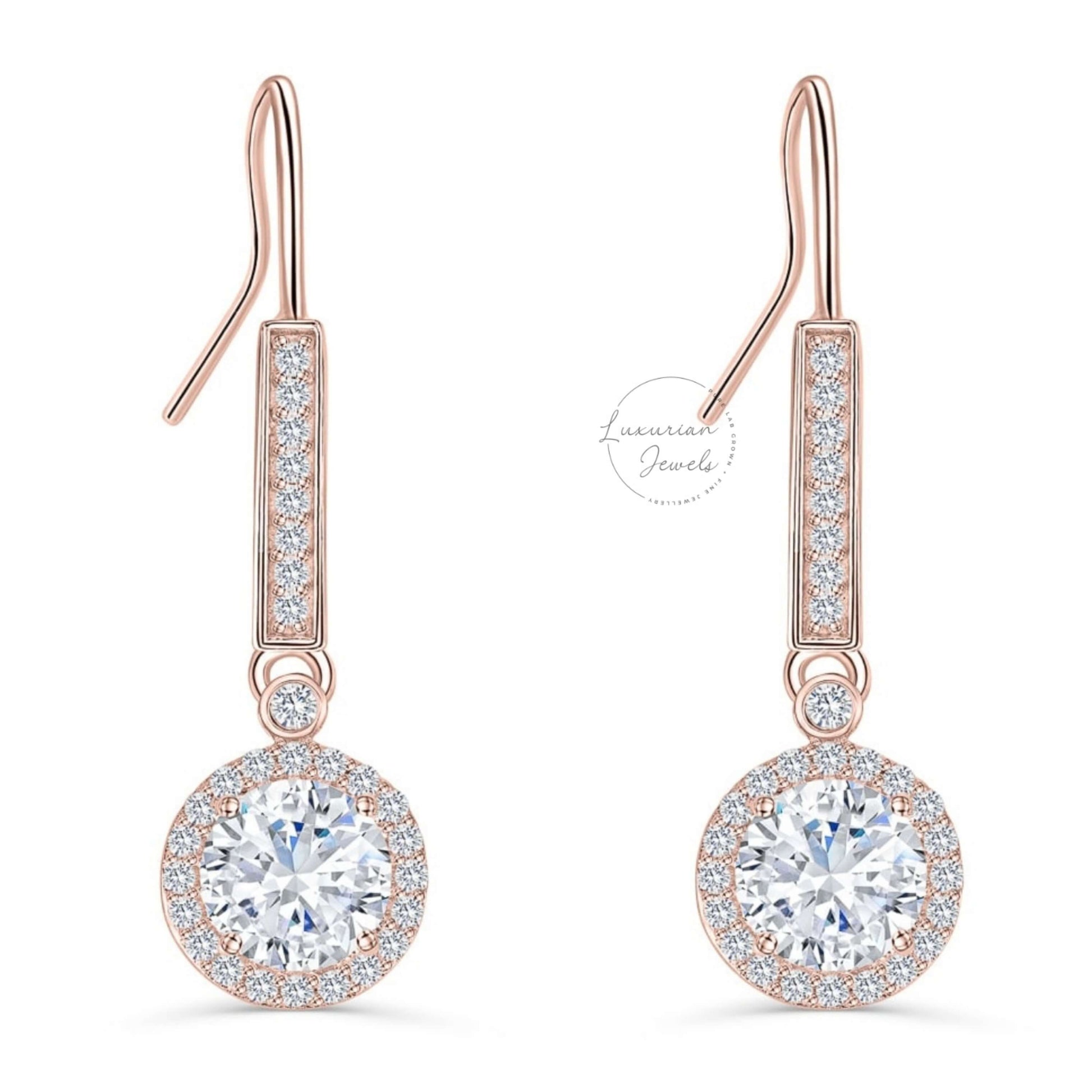 Round Cut Diamond Huggie Drop Dangle Earrings