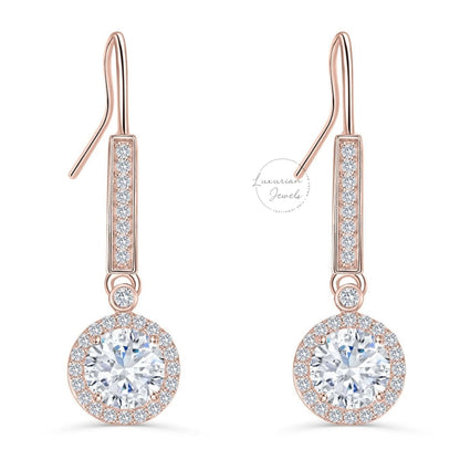 Round Cut Diamond Huggie Drop Dangle Earrings