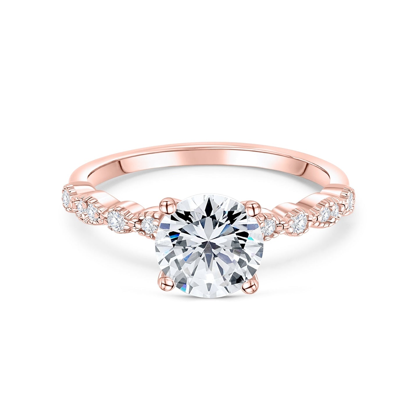 Round Cut Pave Set Diamond Ring