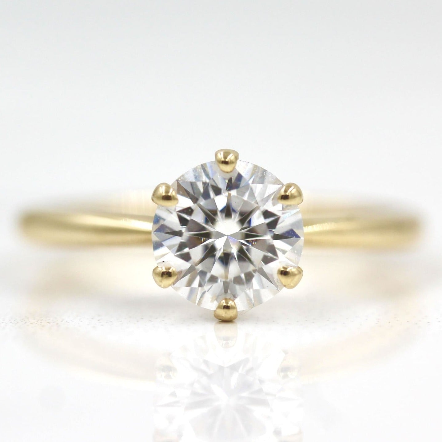 Round Cut Pinched Solitaire Diamond Ring