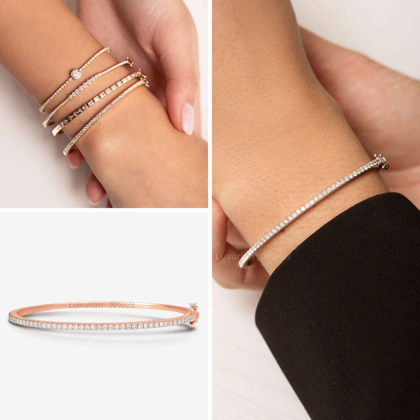 Round Cut Stackable Tennis Bracelets