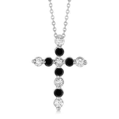 Round Cut White Diamond Dainty Cross Necklace