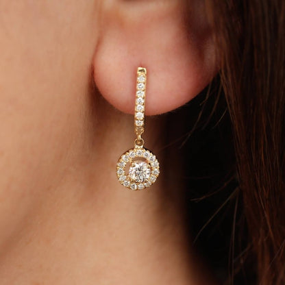 Round Diamond Dangle Drop Earring