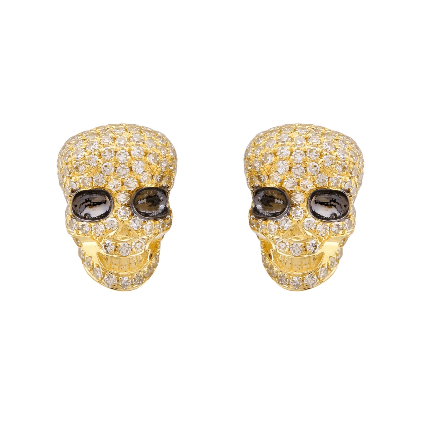 Round Diamond Skull Earring