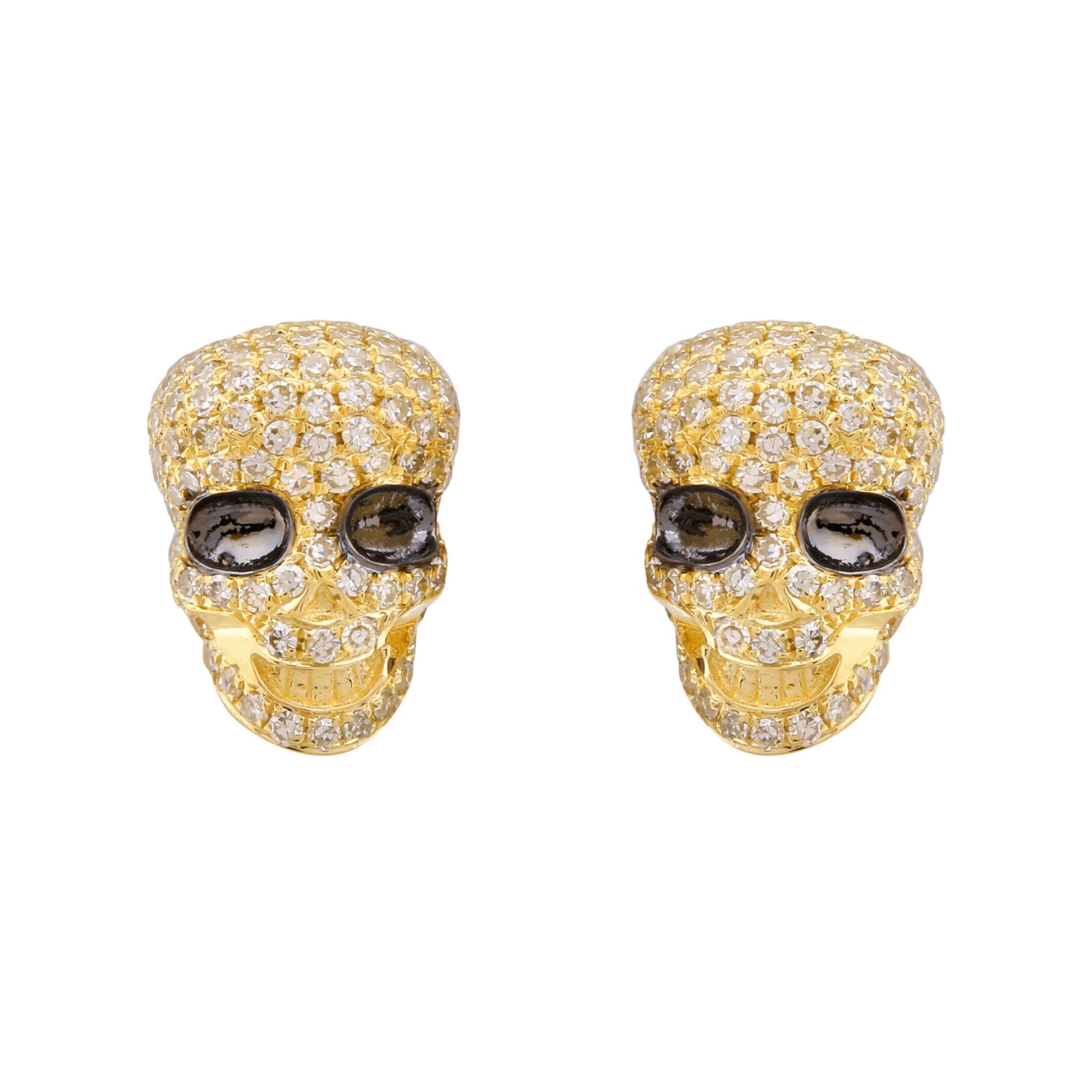 Round Diamond Skull Earring