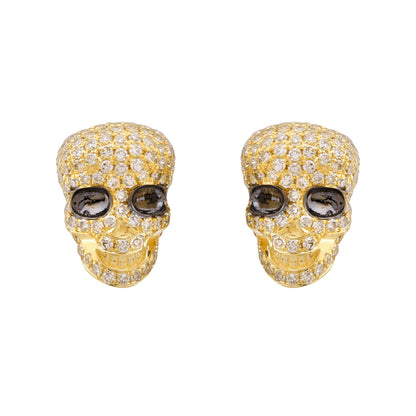 Round Diamond Skull Earring